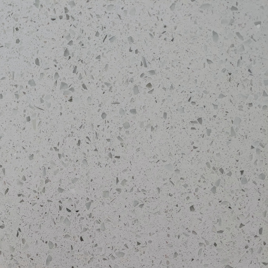 Biały konglomerat kwarcowy z szarymi drobinami Sparkle White